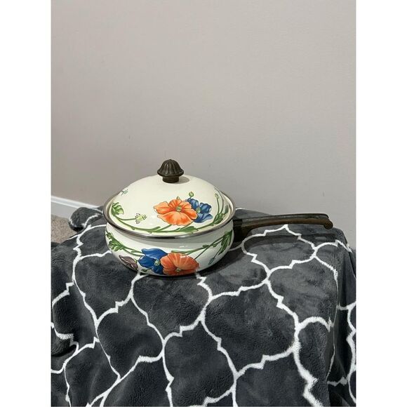 Villeroy & Boch Amapola Enamel Over Metal 2 PC Sauce Pan Pot diameter 7" - Picture 1 of 12